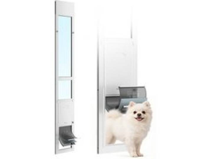 VEVOR Hundeklappe für Glasschiebetür, Hundetür Höhenverstellbar von 1927 bis 2049 mm, Rahmen aus Aluminiumlegierung mit Klappe & Drehscharnier, Abschließbar, für Mittelgroße Hunde, M
