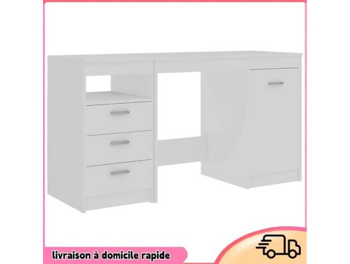 Cocosity Bureau Blanc 140x50x76 cm Bois d'ingénierie - 7894202879259