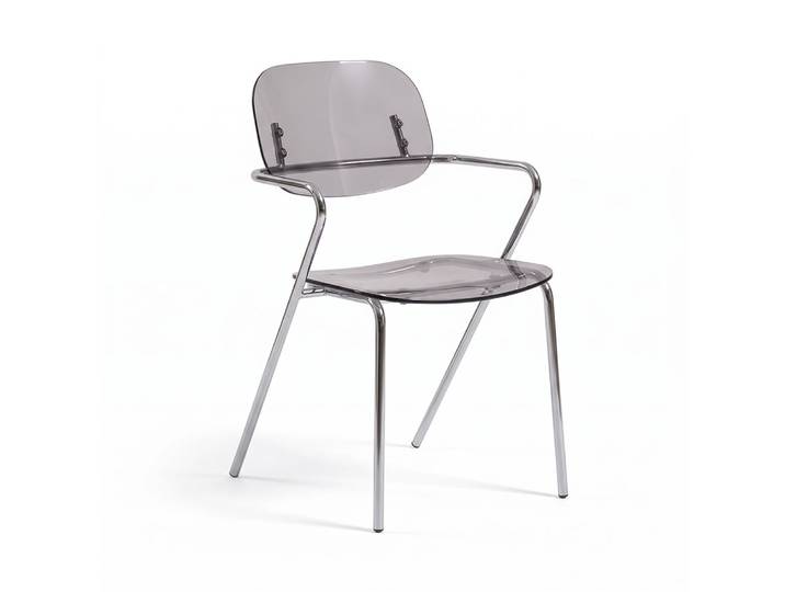 Lot de 2 chaises en polycarbonate fumé et métal