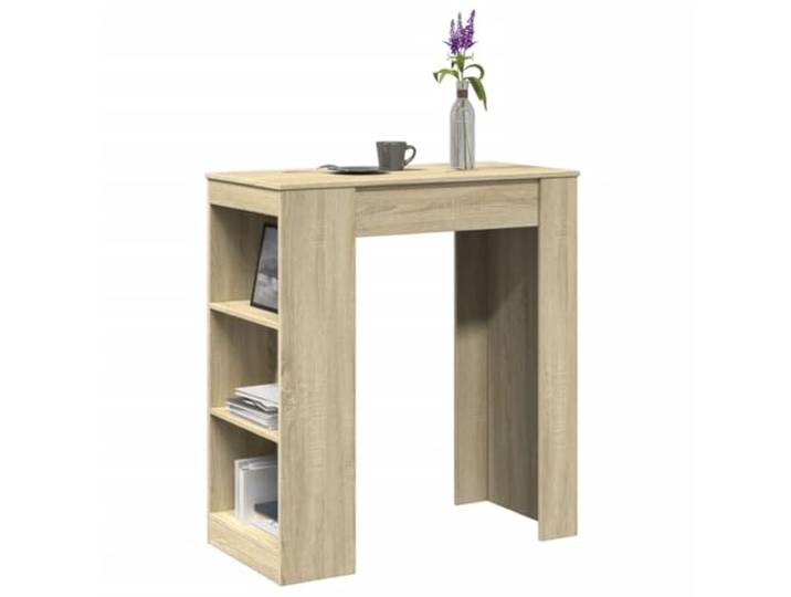 HEFZGDB Bartisch mit Regal Sonoma-Eiche 95x47x103,5 cm Holzwerkstoff, 3 Fächer Stauraum für Flaschen und Bücher, Hochtisch für Küche und Wohnzimmer, pflegeleicht und stabil