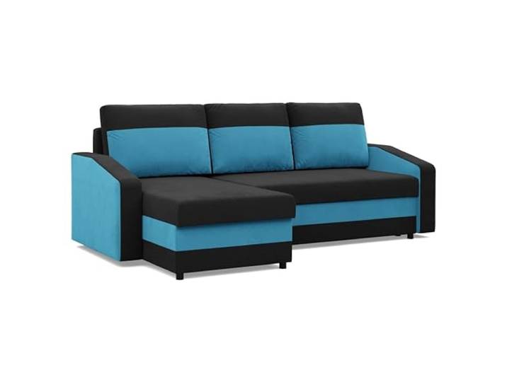 Mebligo - Ecksofa mit Schlaffunktion und Bettkasten Orion, Eckcouch Universelle Seite, Sofa L Form (BxTxH) 231 x 140 x 85 cm, Couch Wohnzimmer, Ecke Sofa, Schwarz + Blau (Mikro 15 + Mikro 18)