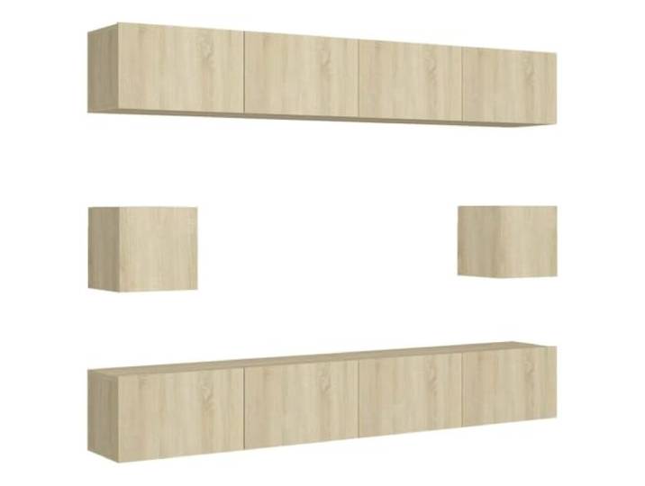 Favemtsl 6-tlg. TV-Schrank-Set Hängend Sonoma-Eiche Holzwerkstoff Schwebendes Möbel-Set fürs Wohnzimmer: flexible Wandmontage mit reichlich Stauraum und pflegeleichten Oberflächen.