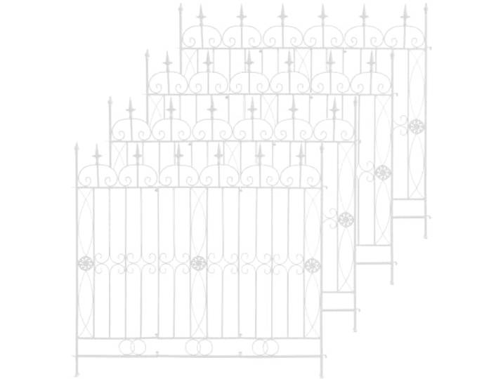 CLP 4er Set Eisen-Gartenzäune Mangold Eisen, modularer Steckzaun ohne Betonieren, Rankzaun im Landhausstil für Garten und Terrasse, Farbe:weiß