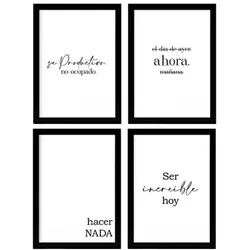 POSTER Set mit 4 Jetzt TypografieStil A4 Schwarzer Rahmen