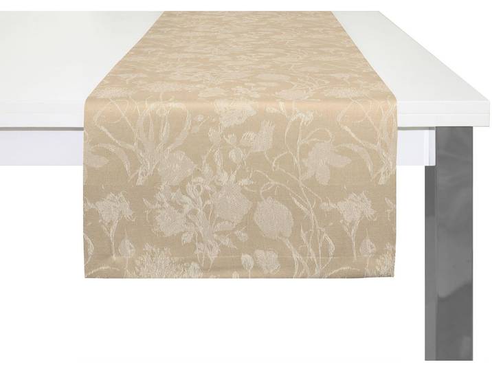 Tischläufer ADAM Flower Cuvée Light Gr. 1, beige, B:50cm L:150cm, Bio-Baumwolle, Tischdecken, Tischläufer