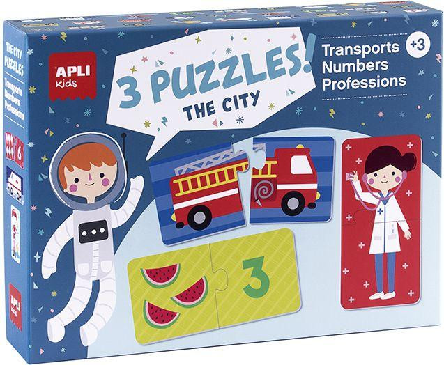APLI Kids Puzzelset voor kinderen - Voertuigen, cijfers en beroepen - Educatief speelgoed