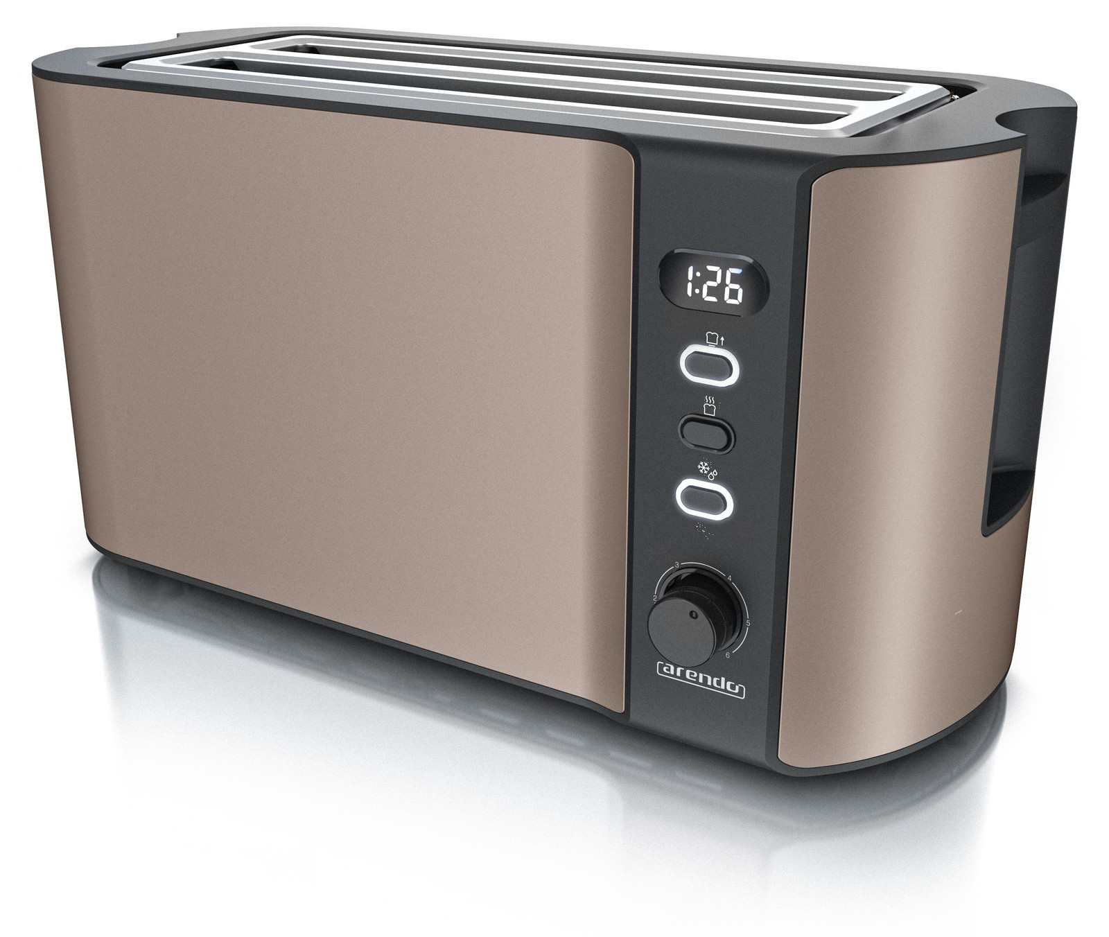 Arendo broodrooster met 2 lange gleuven, 1500 W, bronskleurig