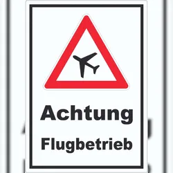 HB-Druck Aufkleber Achtung Flugbetrieb A9 (37x52mm)