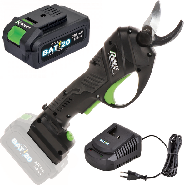 Ribimex PRBAT20/SEC - Forbice elettrica da potatura - 20V/4Ah - Diametro di taglio 25mm