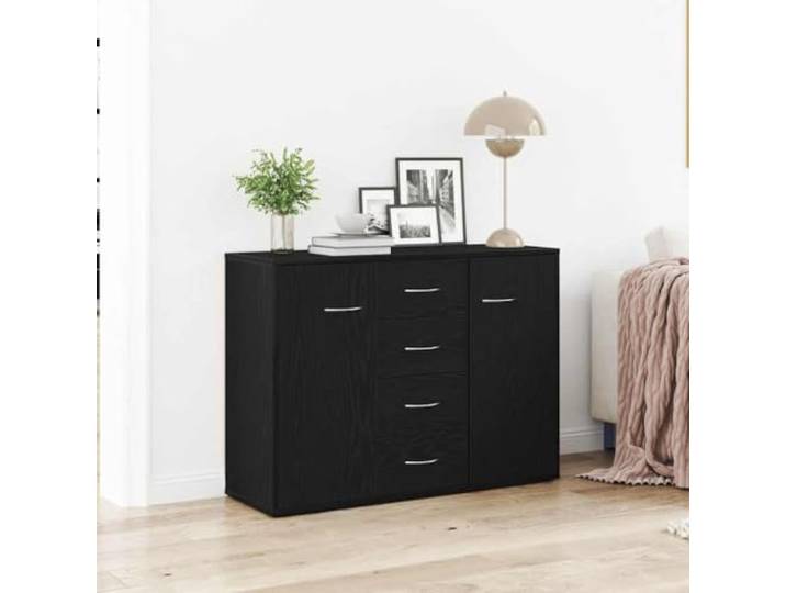 RJPLMFV Anrichte aus Eiche, Schwarz, 88 x 30 x 64 cm, aus technischem Holz Aufbewahrung für Esszimmer, geschlossene Tür, robuste Platte, pflegeleicht