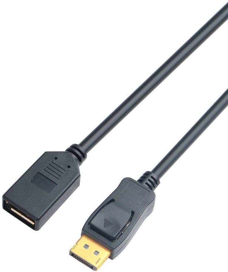 Microconnect DP-MFG-200 QHD DisplayPort Extension Cable 2m - Male to Female, 2560x1600, Gold-Plated, Black