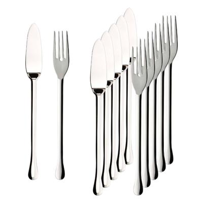 Fischbesteck VILLEROY & BOCH "Fischbesteck Victor 6er Set silber", silber, 12, Essbesteck-Sets, Spülmaschinenfest