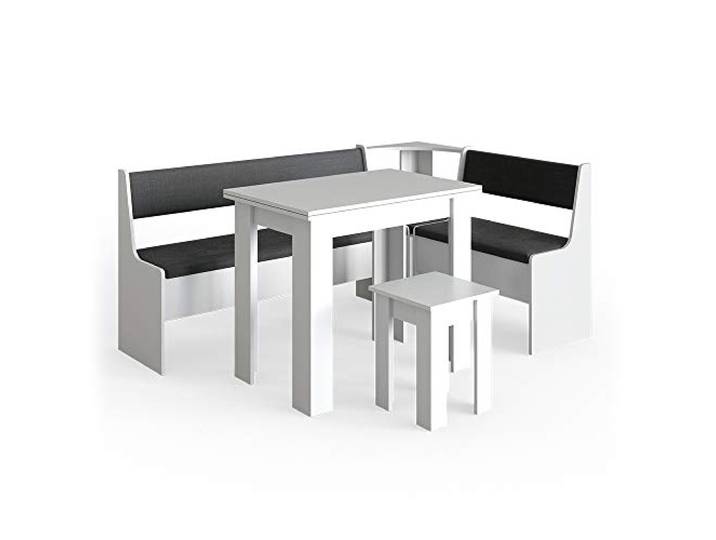 Vicco Eckbankgruppe Roman , Weiß 180 x 120 cm mit Tisch, geeignet für Eckaufstellung in Küchen und Essbereichen