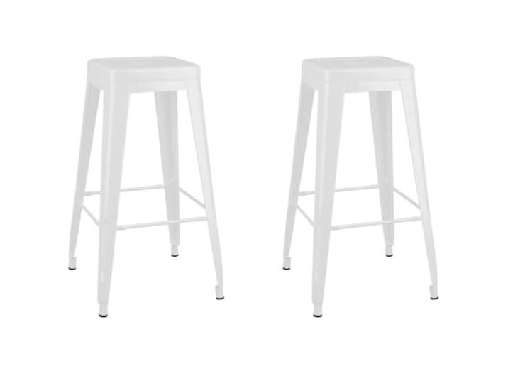 Barhocker, Metall, weiß, stapelbar, 2-teilig, für Küchentheke Industrie-Design, platzsparend, einfache Reinigung, Belastung 110 kg, für den Innenbereich, stromlinienförmiger Look