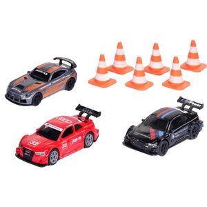 siku Fahrzeug 6331 Geschenkset Race, mit 3 Rennwagen, aus Metall/Kunststoff