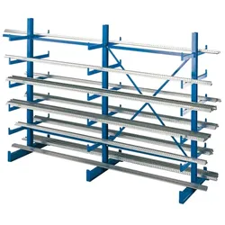 PROREGAL Kragarmregal-Set K 1000 doppelseitig | Grundregal | HxBxT 200x250x2x500cm | Tragkraft je Arm 200kg | Enzianblau