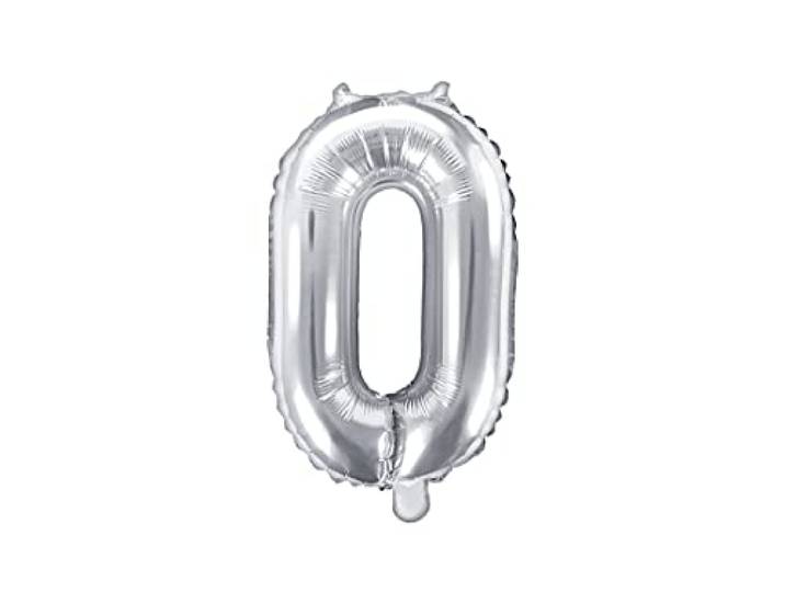 PartyDeco folieballon Mylar vorm 0 Zero zilver 35 cm verjaardag volwassenen kinderen