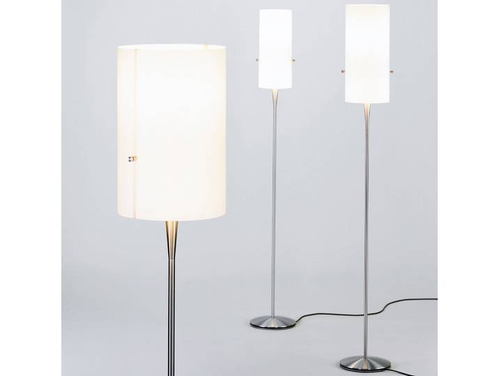 Club Stehleuchte S Brushed/Chintz White - Serien Lighting - Wohnzimmer - Design - Metall - Mit Schirm