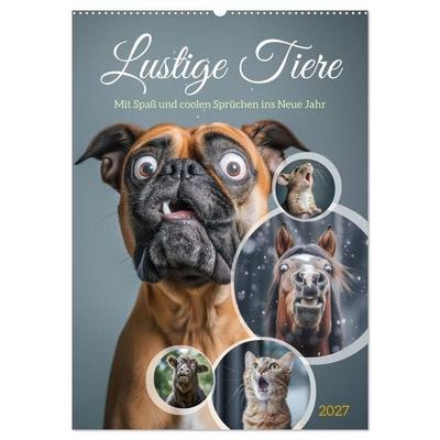 Lustige Tiere (Wandkalender 2027 DIN A2 hoch), CALVENDO Monatskalender