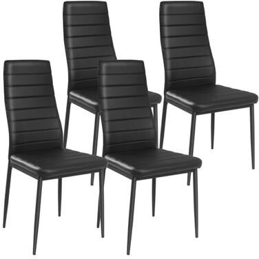 Costway 4 Pieces Modern Leather Dinning Chairs Set with Metal Frame