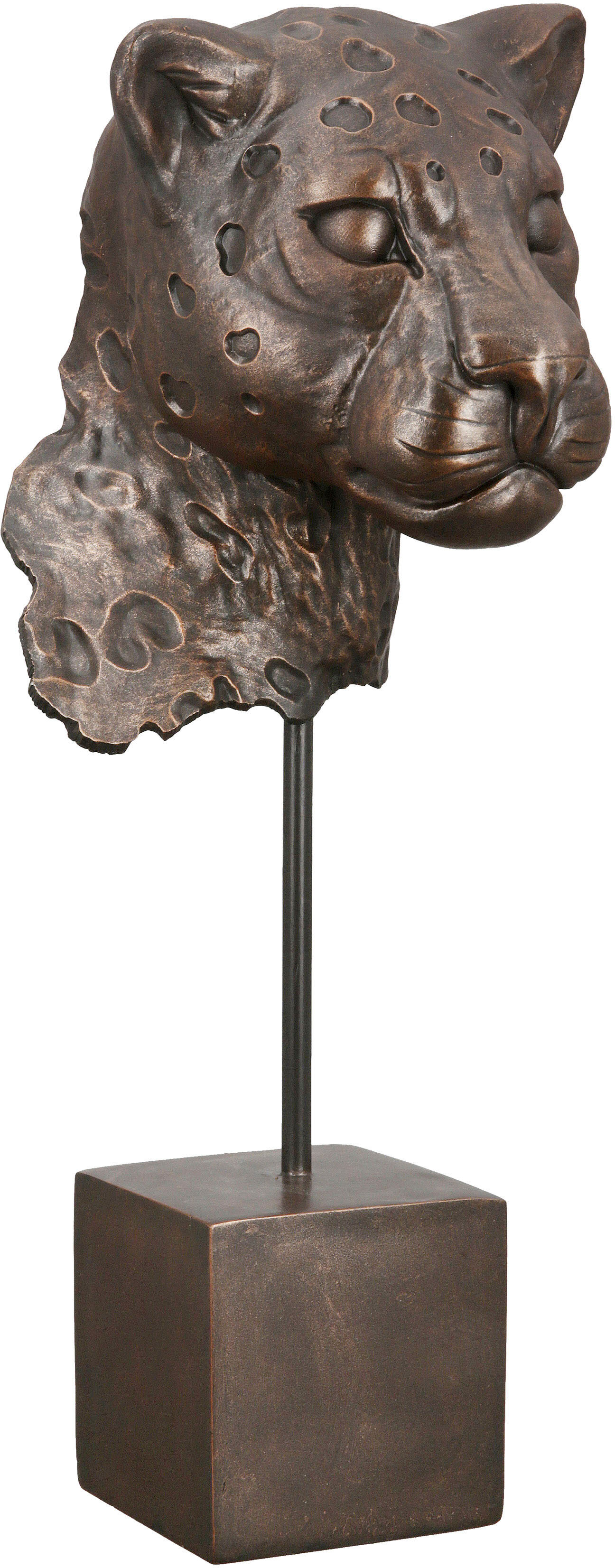 Dekofigur CASABLANCA BY GILDE "Leopard Antique", braun (bronzefarben), B:19,5cm H:46cm T:19,5cm, Kunstharz, Dekofiguren, Dekofigur bronzefarben B/H/T: 19,5cm x 46cm x 19,5cm