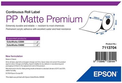 Epson 7113704 PP etiqueta mate rolo continuo 105 mm x 29 m