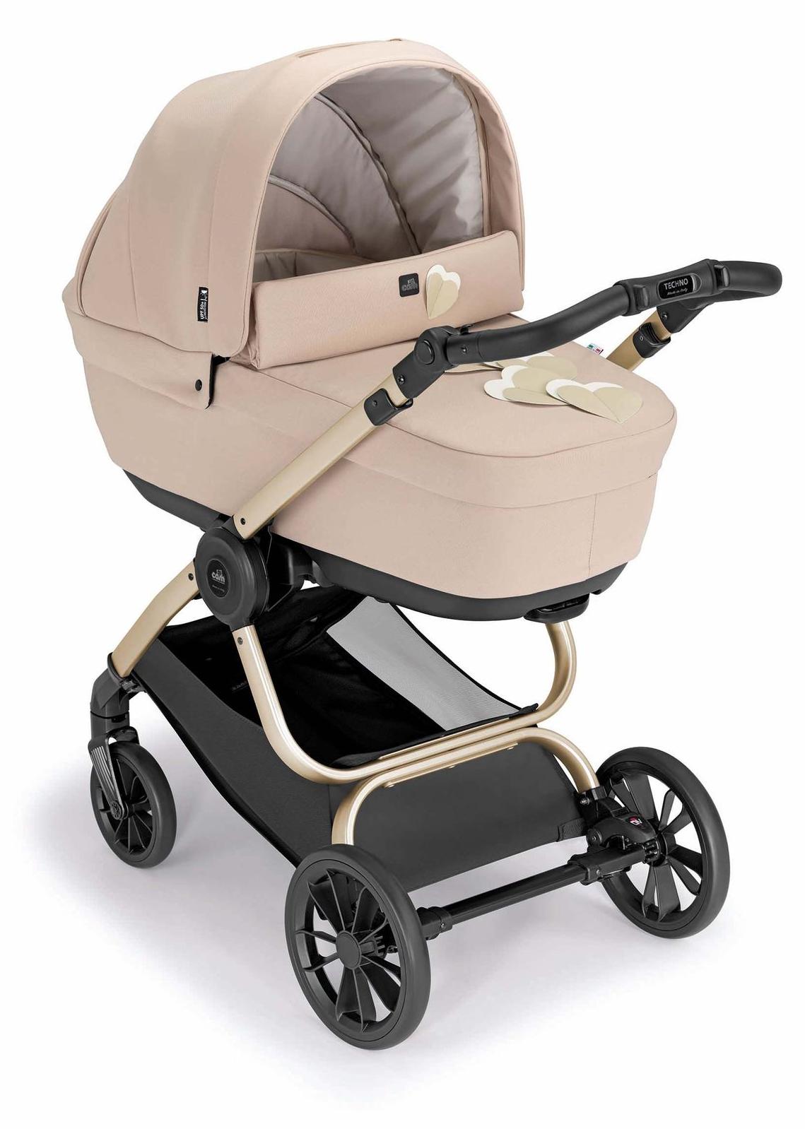Cam Techno Babila (duo), Betthimmel, Leichtgewichtiger Kinderwagen, Unisex, Feste Räder, Faltbar, Beige, Schwarz