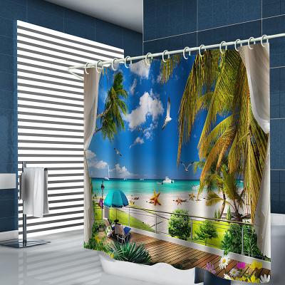 LightInthebox Sea Water Plant Landscape Printing With Hook Shower Curtain Modern Polyester Machining Waterproof Bathroom