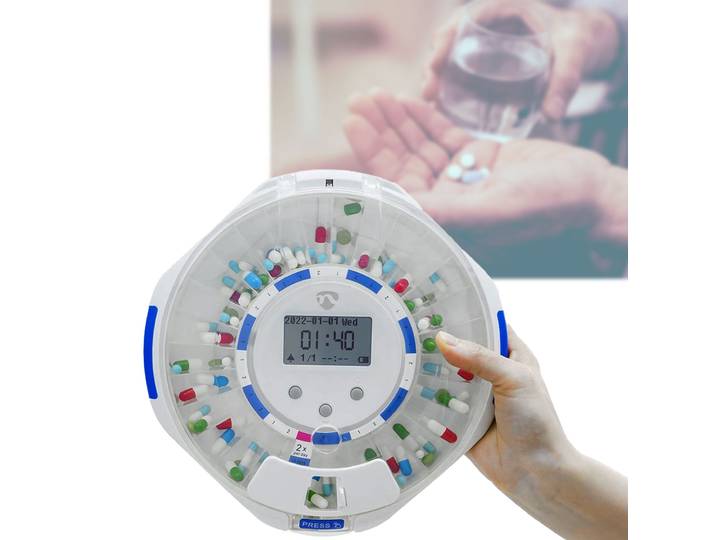 Intelligente Medikamentendose, SmartLife, mit WiFi und App, 28 Fächer, LCD-Display