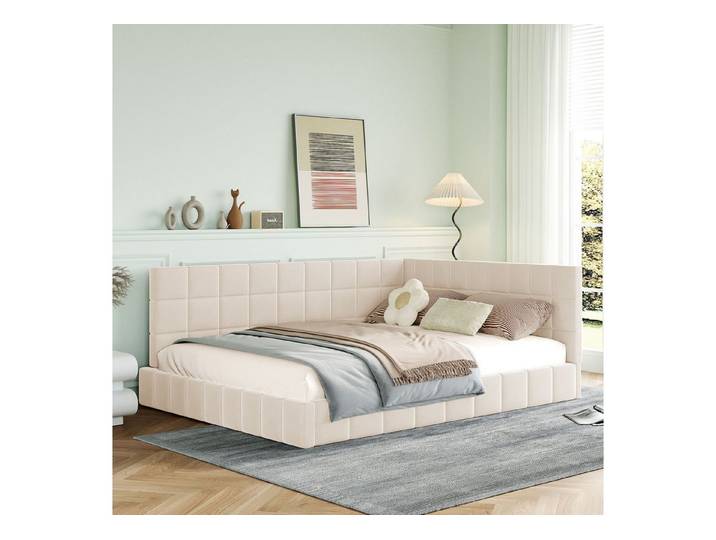 Furnishings Home Polsterbett Schlafsofa Doppelbett, Multifunktionsbett, Mit Lattenrost, Samt, 140x200 cm