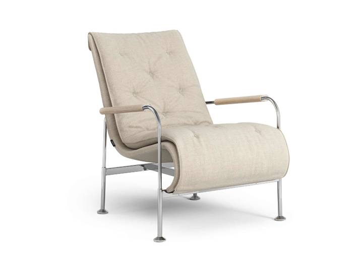 Swedese Fauteuil Serpentine Tissu Romo Linara Rye-chrome