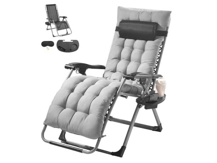 Fauteuil Inclinable Zéro Gravité 645 mm Transat Relax Jardin pour Intérieur Extérieur Chaise Longue Anti-gravité Réglable avec Co