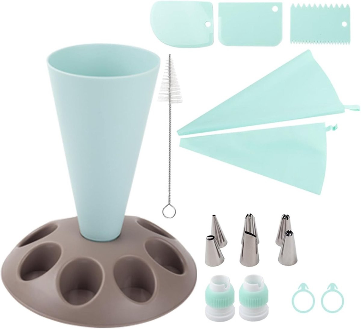 Siliconen Spray Bag Houder met 8 Slots en Mondstukken voor Bakkerij Gereedschap