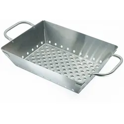 XXL Grillkorb BUCO aus Edelstahl 33 x 24 x 8 cm - Grillaufsatz Garkorb Metall