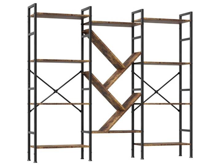 Étagère Arbre Industrielle-4 Niveaux-Bibliothèque Ouverte 14 Tablettes-Cadre Métal Robustes-Meuble Rangement pour Salon Chambre