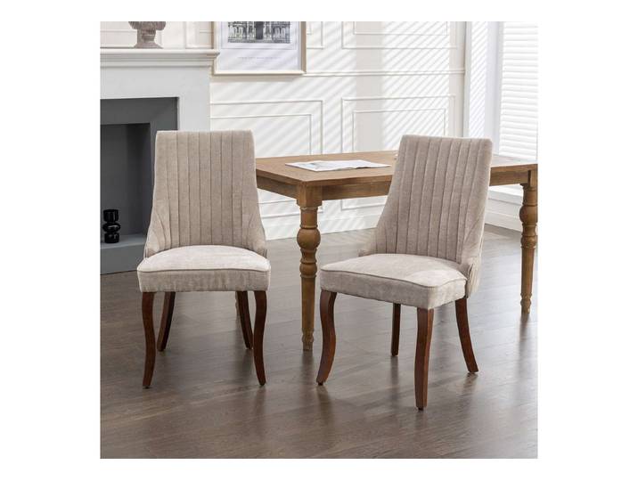 BBG Esszimmerstuhl 2er Set Esszimmerstuhl, Chenille, gesteppt, Massivholz-Beine, Klassik (2 St)