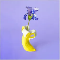 Donkey Products, Vase, Vase Small Banana Romance, Dekovase, Blumenvase, Dolomit, Gelb, 14 cm, 210746 (1x, 0.80 l)