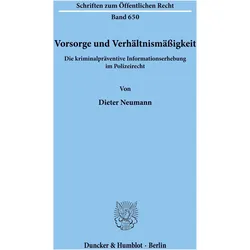 Vorsorge und Verhältnismässigkeit, Fachbücher von Dieter Neumann