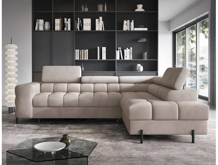 Compleo Ecksofa bubble mit verstellbaren Kopfstützen, BENITO Schlaffunktion, Bubble design
