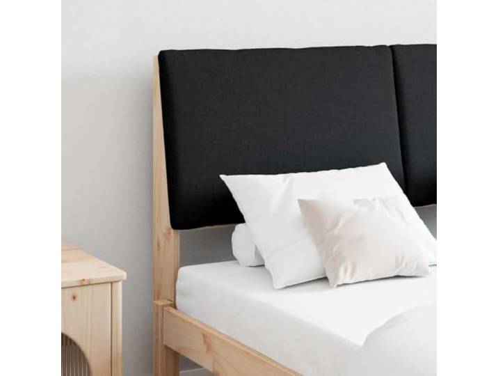 Moderne Polsterkopfteil 150 cm in schwarz aus massivem Kiefernholz, rechteckige Form, weiches Schaumstoffkissen, fleckenfester Stoff, ästhetische Rückseite,