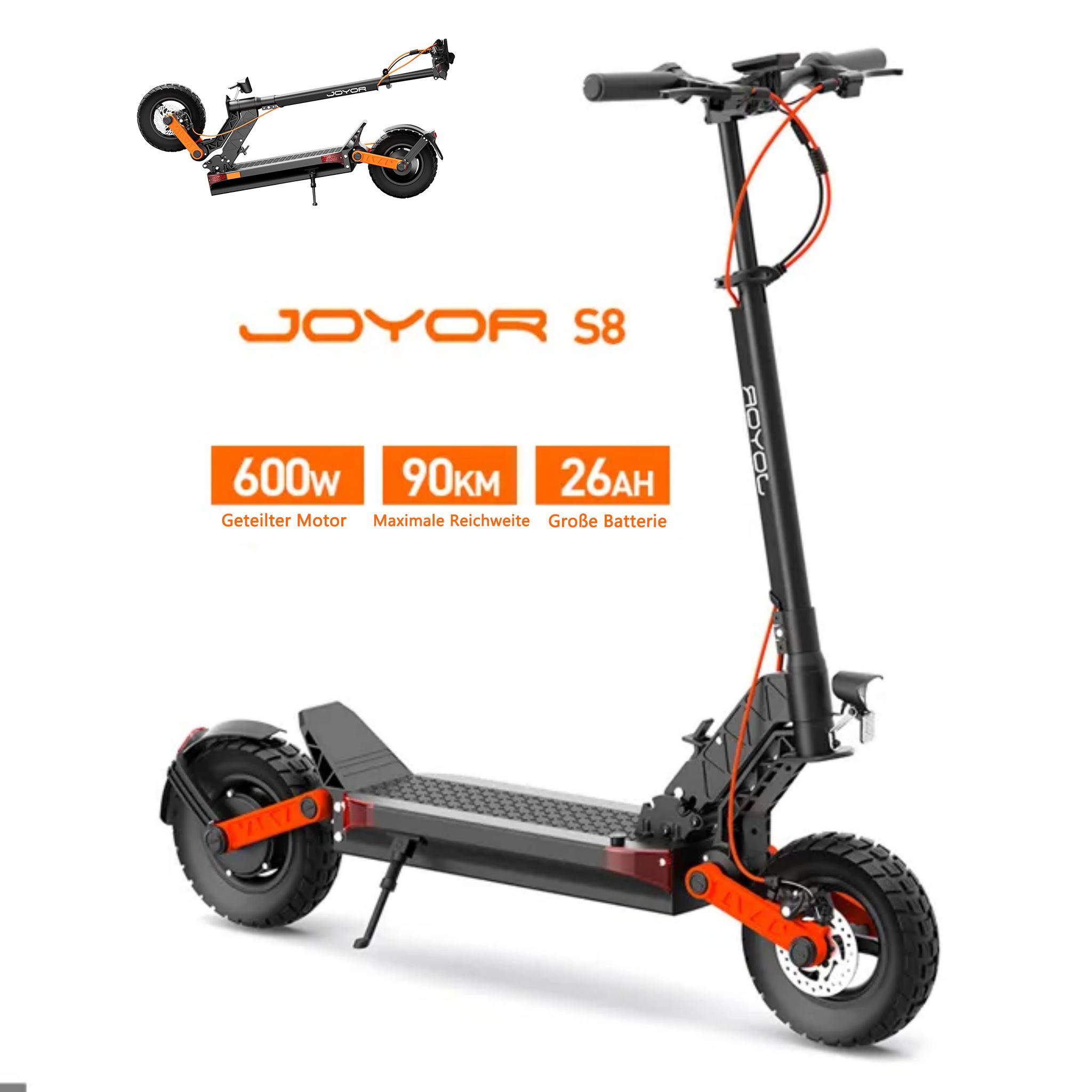 JOYOR S8 Elektroroller - 600W Motor 48V26AH Akku 10 Zoll Reifen Scheibenbremsen Faltbar - Schwarz