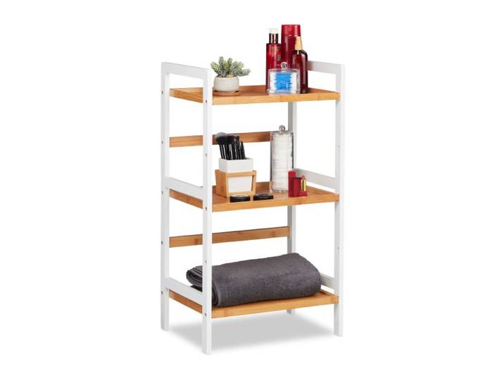 Relaxdays Etagère de bain en bambou blanche