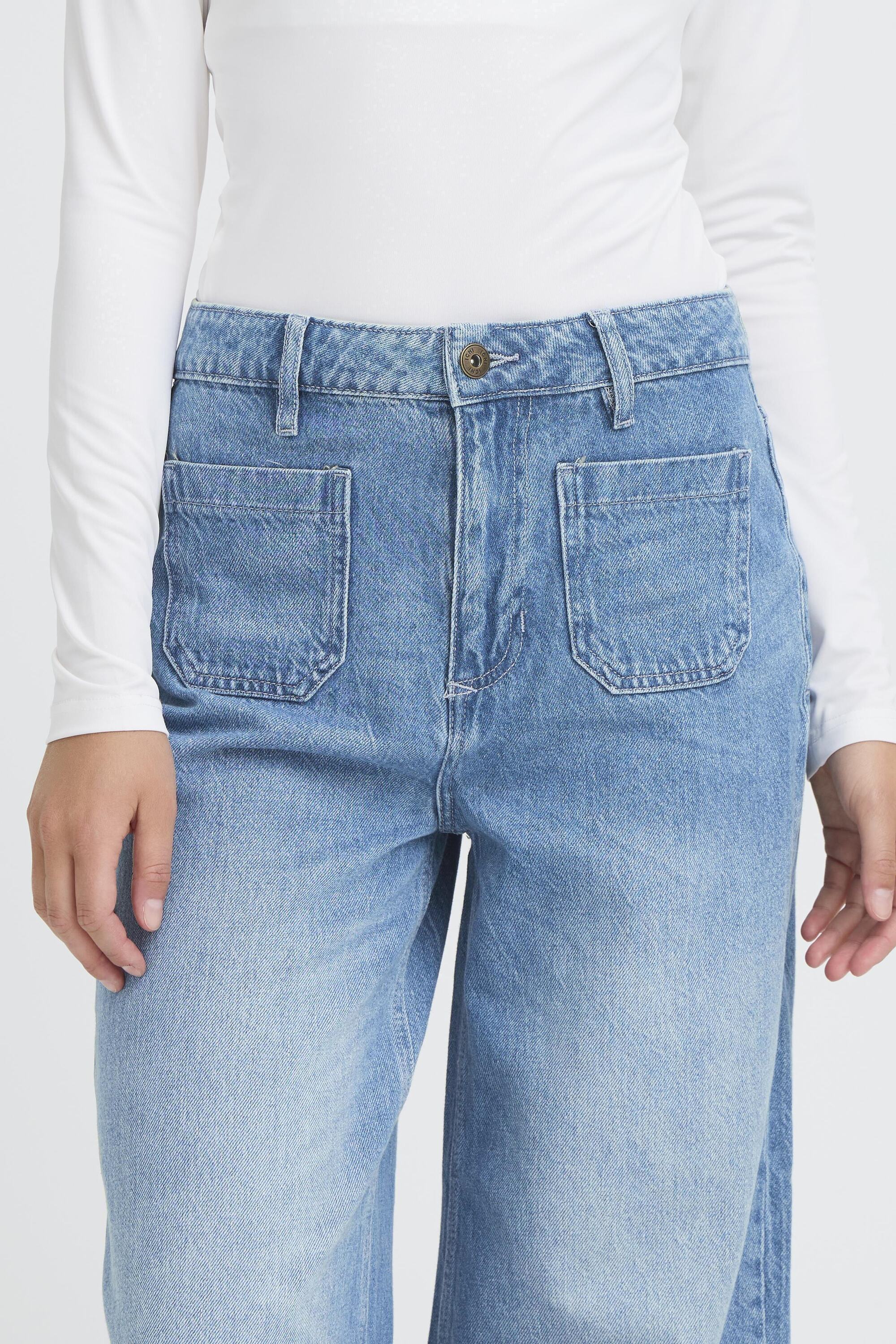 Weite Jeans ICHI "Damen Casual Hose IHPAMMY", Damen, Gr. 26, N-Gr, blau (light blau washed), Obermaterial: 100% Baumwolle CO., Jeans Weite Jeans
