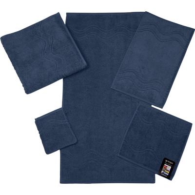 Seiftuch ROSS "Cashmere feeling", blau (nachtblau), B:30cm L:30cm, Frottier, Baumwolle, Handtücher, mit Wellen-Bordüre