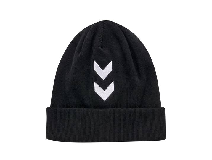 Beanie HUMMEL HMLPRO HAT , schwarz, Interlock, Baumwolle, unifarben, Mützen Beanie, mit gedrucktem Kontrastlogo, elastisches Material, schnell trocknend