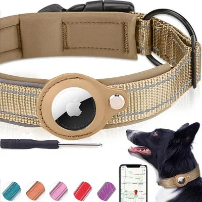 Uplift Essentials Reflective AirTag GPS Tracking Dog Collar Waterproof Anti Lost Security black l
