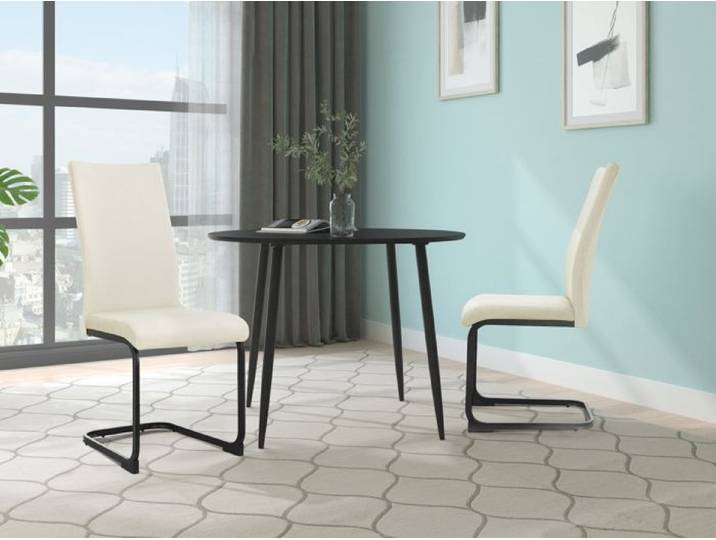 Chaises de salle à manger en velours crème 2 packs
