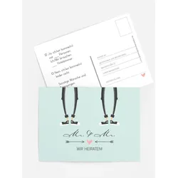 Antwortkarten Hochzeit selbst gestalten mit Spruch und Fotos im Onlinedesigner bei Meine-Kartenmanufaktur.de