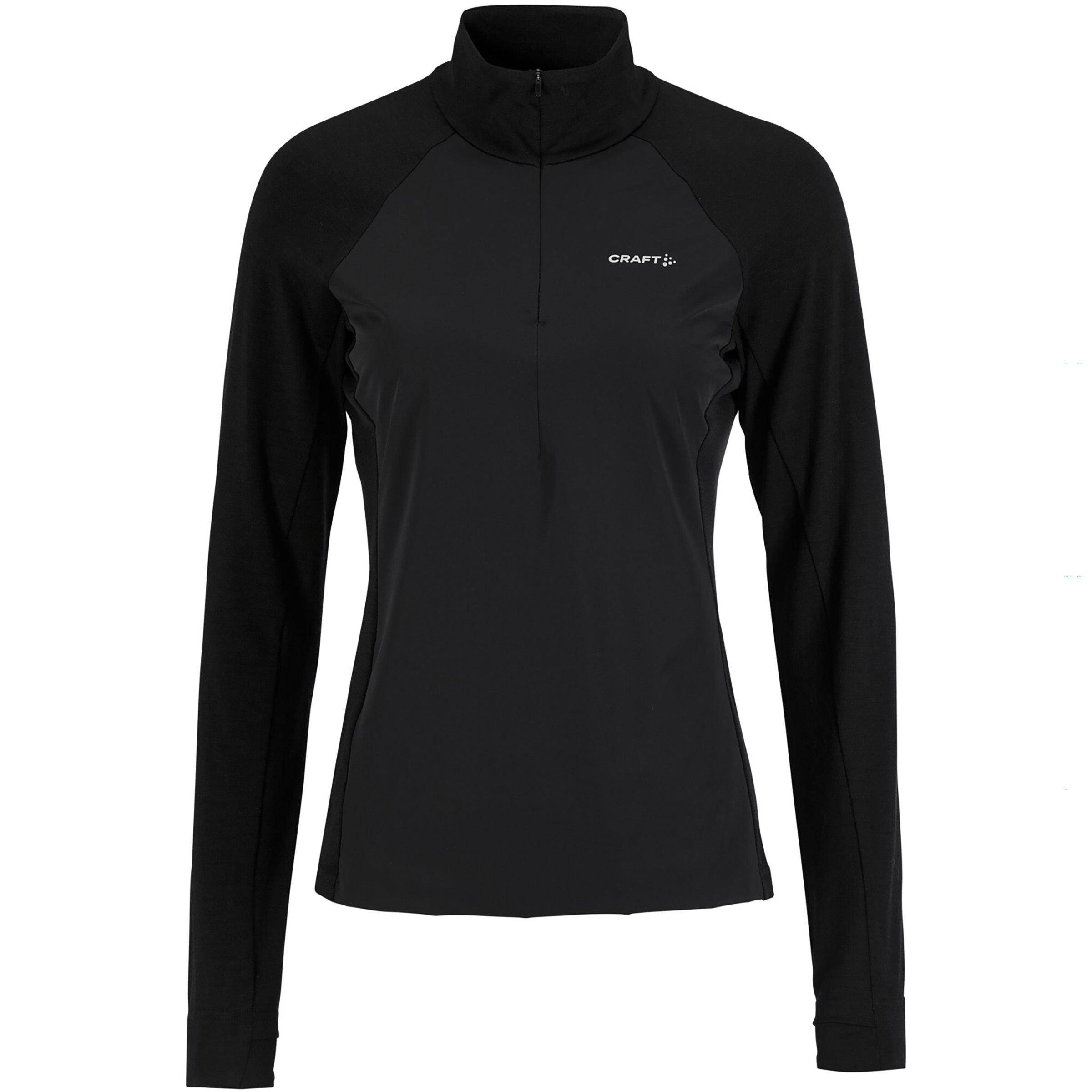 Craft Wool Wind Half Zip Damen Longsleeves Merino schwarz Größe XS Winddicht Merinowolle