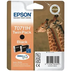 Epson, Druckerpatrone, Giraffe Doppelpack Schwarz T0711H Tintenpatronen DURABrite Ultra